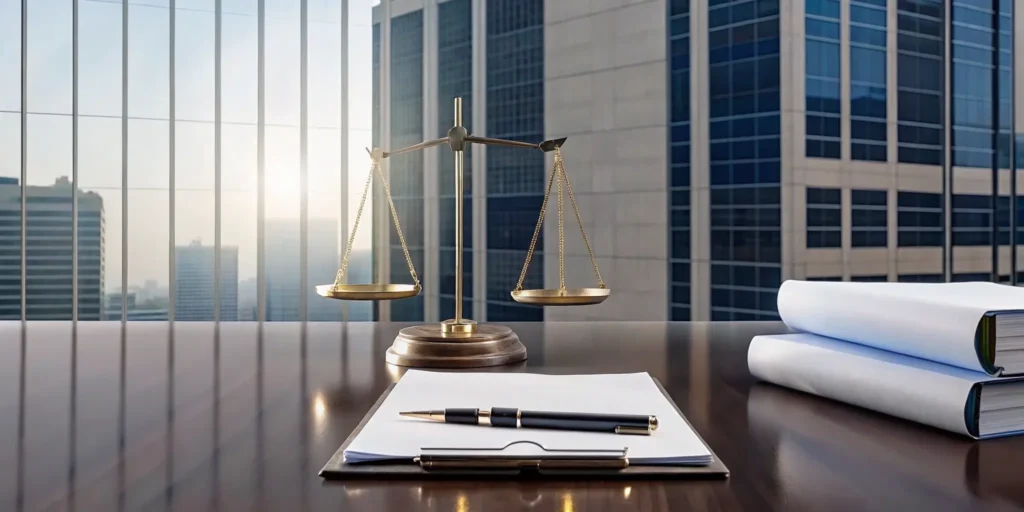 Scales of justice and documents for accredited investor requirements in real estate syndication.