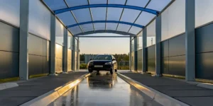 A modern self-service car wash bay, a key car wash investment opportunity.