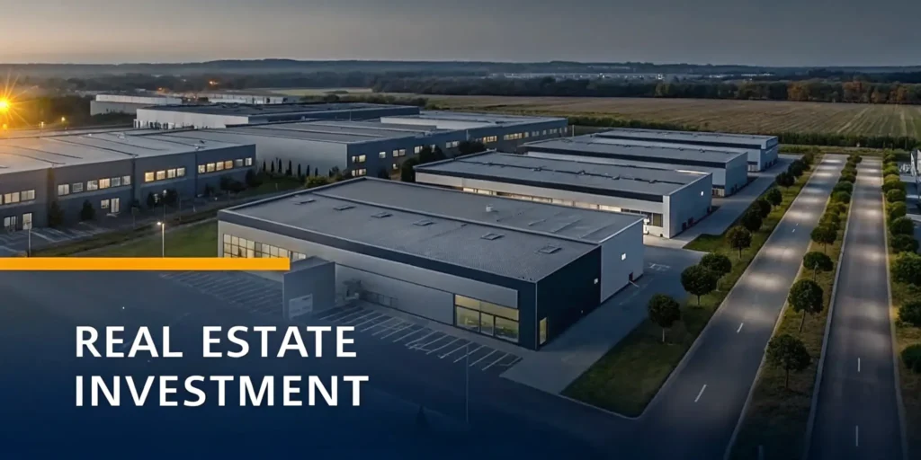 Modern flex industrial real estate buildings